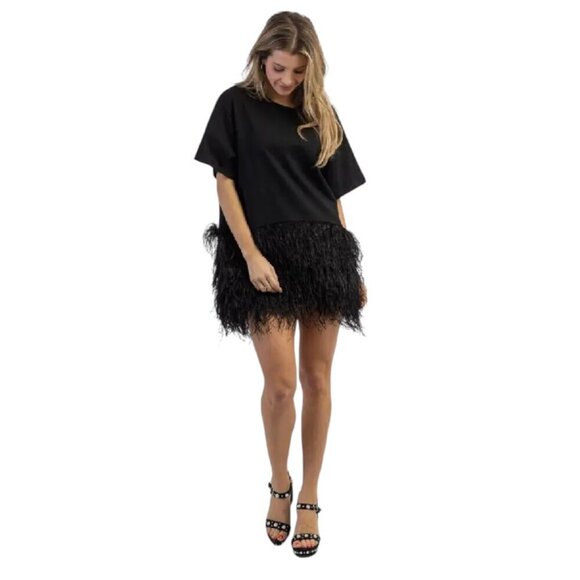 Amable By Mable Black Feather Dress, Small - Picture 5 of 15